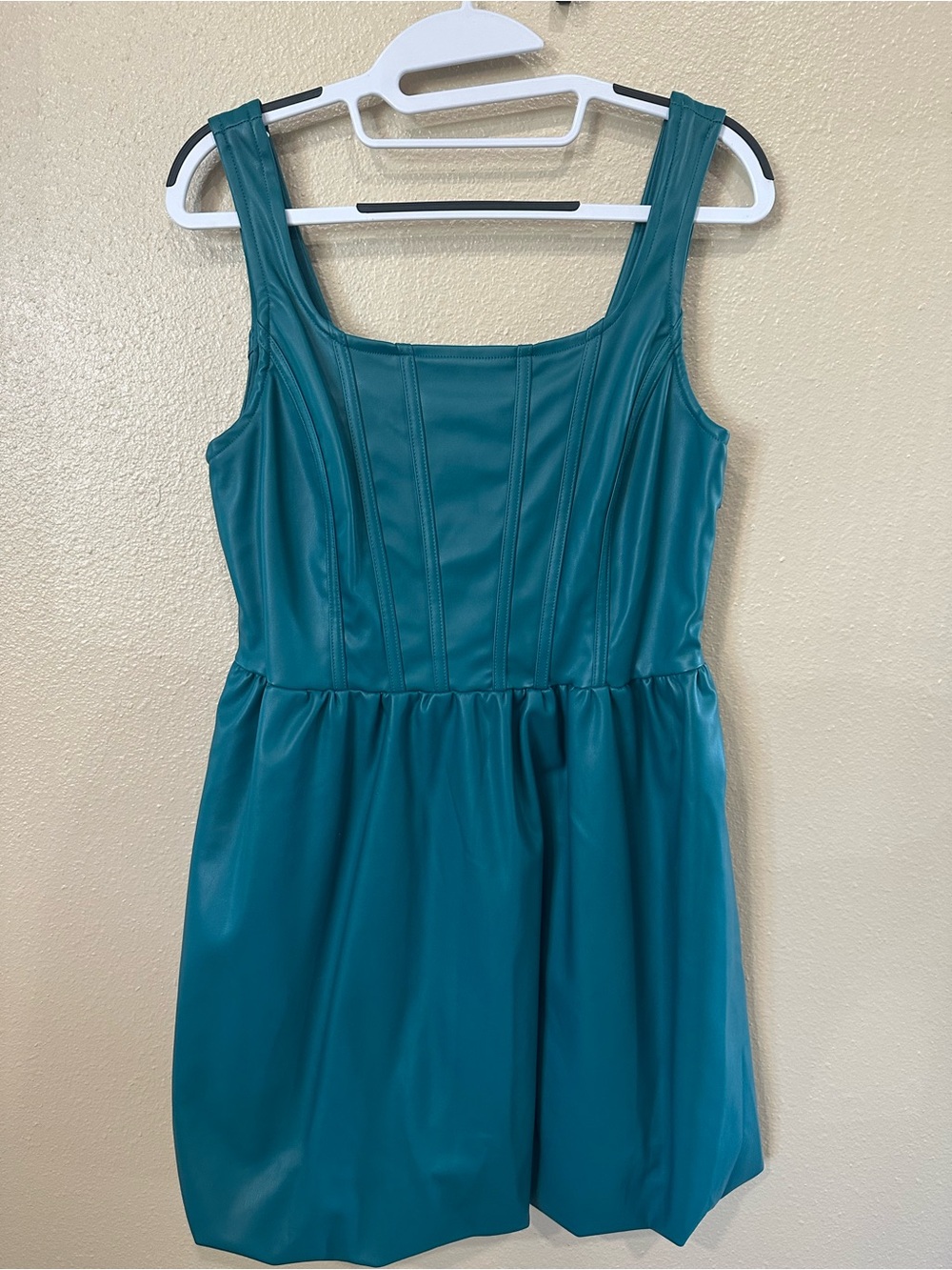 Sincerely Jules Teal Faux Leather Mini Dress